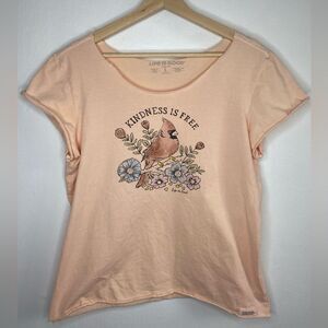 NWOT Life is Good Women's Peach Graphic Tee Kindness is free Size Large